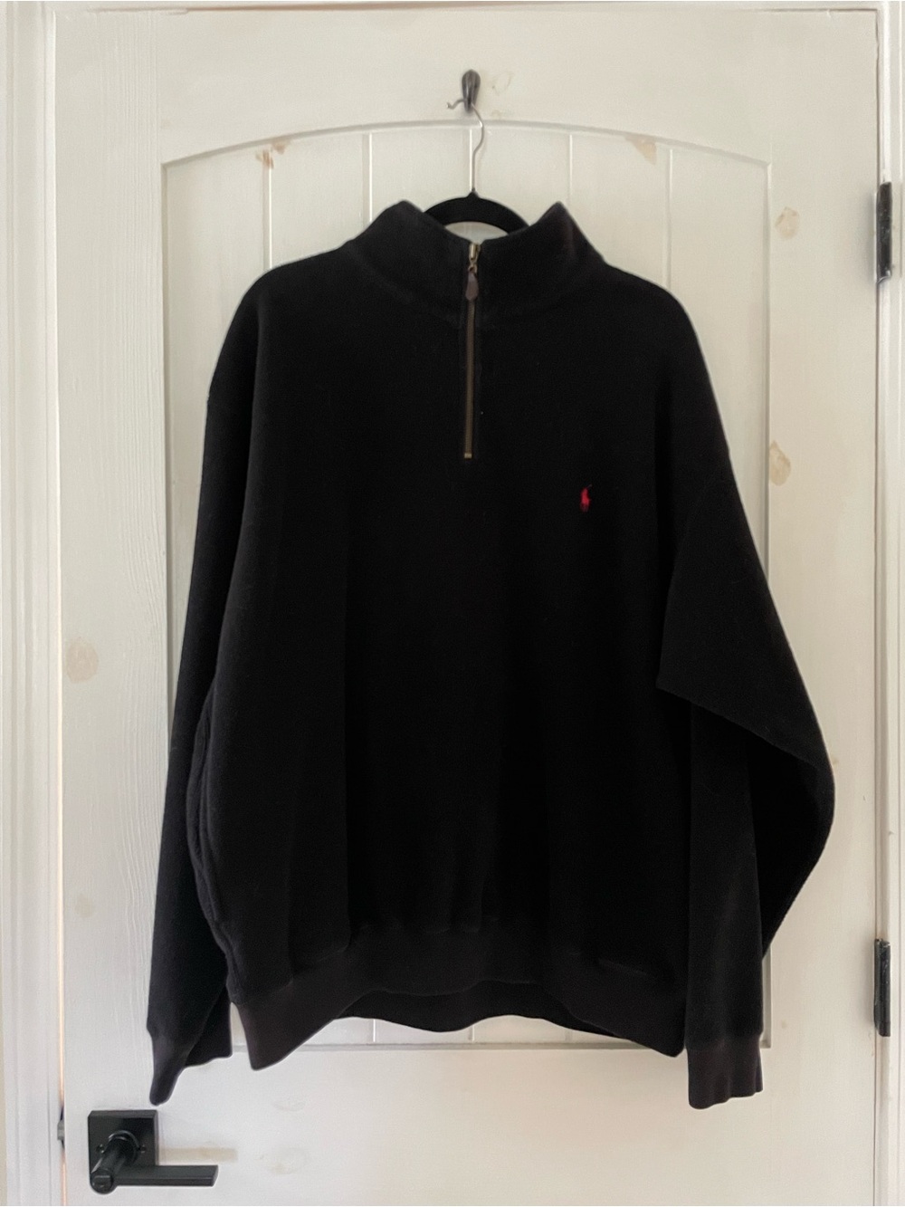 Vintage Ralph Lauren Black Fleece 1/4 Zip Warm Pullover Sweater Men’s Size XL
